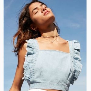 Cooperative Denim Frill Apron Top